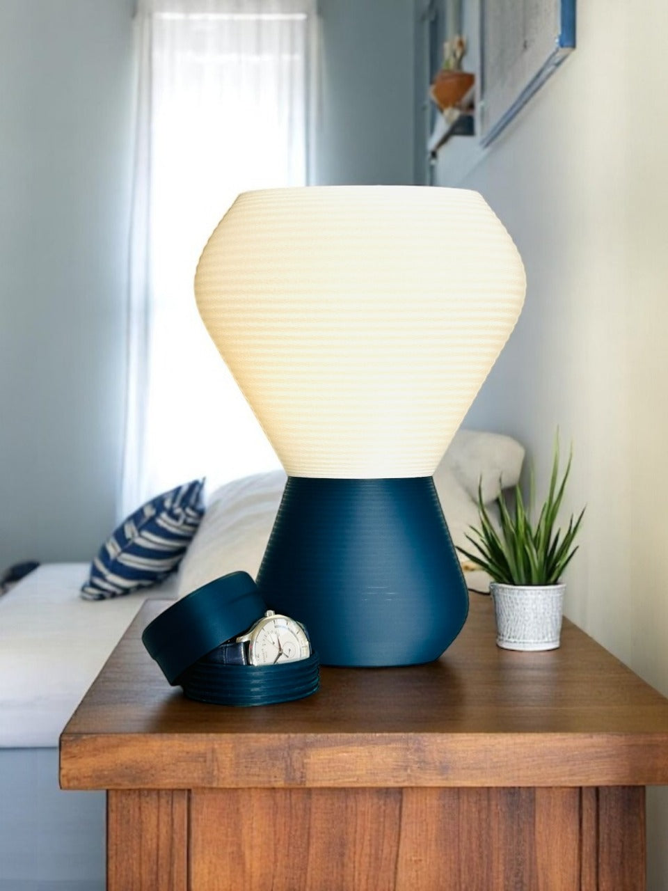 Delta Ridge Lamp | 3D Printed Table Light, Paper-Thin PLA Shade, Dual-Tone Design, LED 3-in-1 (Warm/Neutral/Cool) – Modern Bedside & Desk Lamp