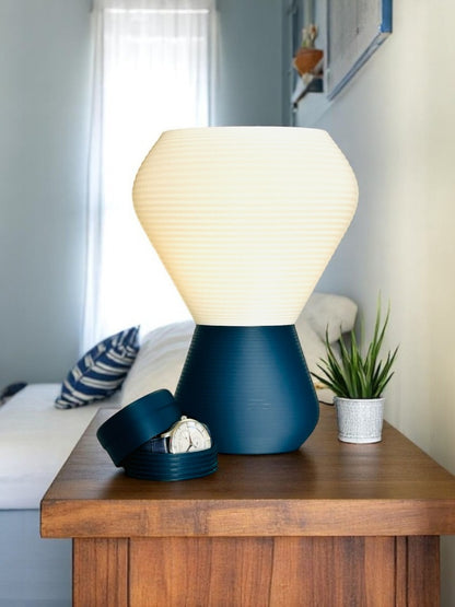 Delta Ridge Lamp | 3D Printed Table Light, Paper-Thin PLA Shade, Dual-Tone Design, LED 3-in-1 (Warm/Neutral/Cool) – Modern Bedside & Desk Lamp